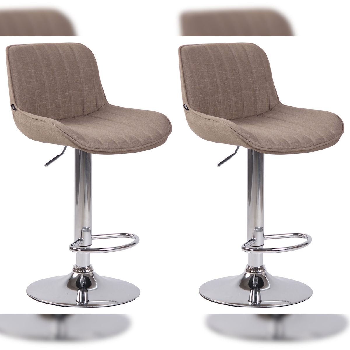 DELUKE 2er Set Barhocker BEKIM - Stoff Taupe 50x50x86 cm Silber | Barstuhl Höhenverstellbar Mit Lehne Drehbar Tresenhocker Tresenstuhl Kneipenhocker Image