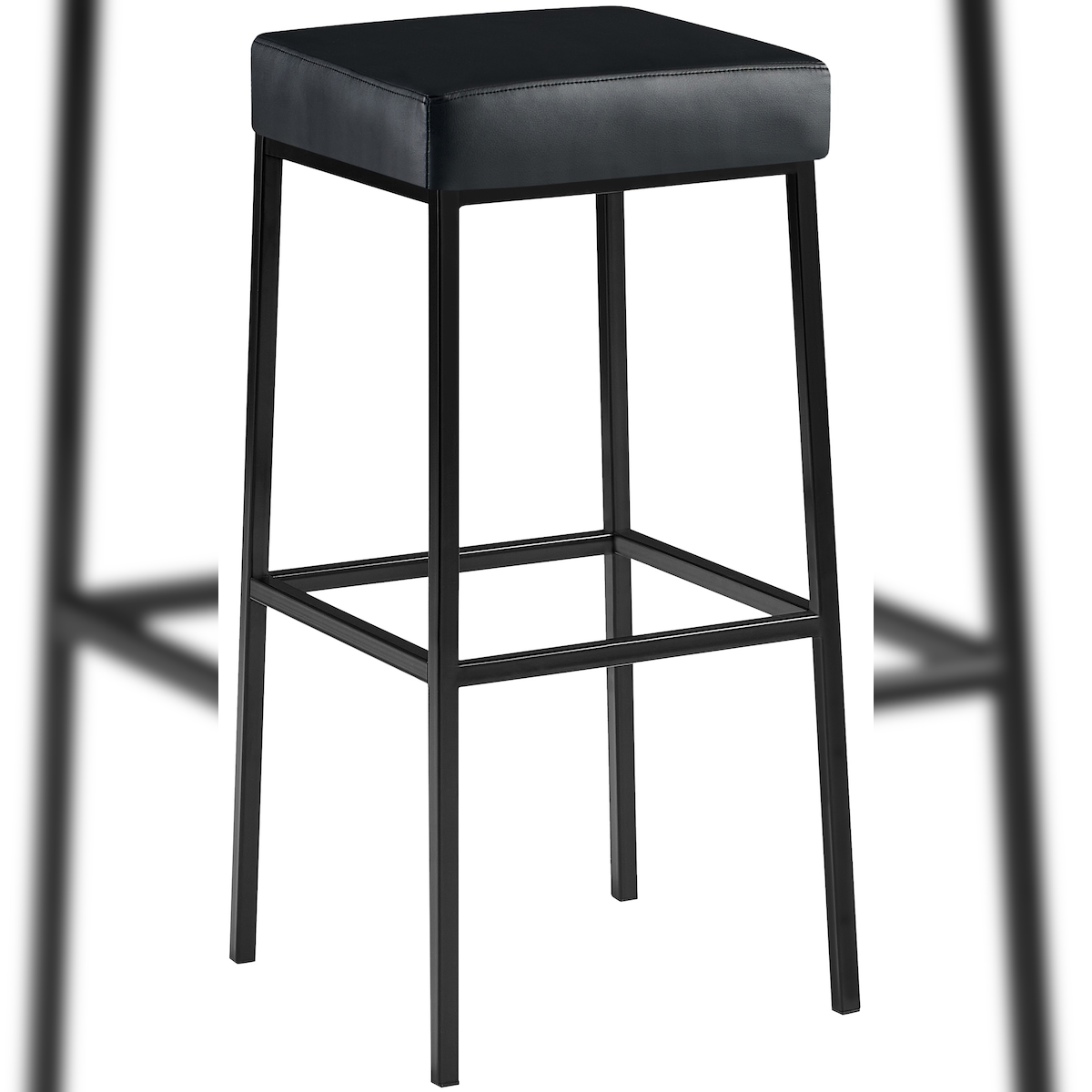 DELUKE Barhocker BIDAN - Kunstleder Schwarz 37x37x83 cm | Barstuhl Mit Lehne Tresenhocker Tresenstuhl Kneipenhocker Kneipenstuhl Image