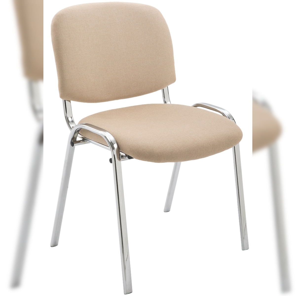DELUKE Besucherstuhl ZAGREB - Stoff Creme 54x48x79 cm | Besucherstühle Konferenzstuhl Wartezimmerstuhl Bürostühle Bürostuhl Konferenzraum Wartezimmer Image