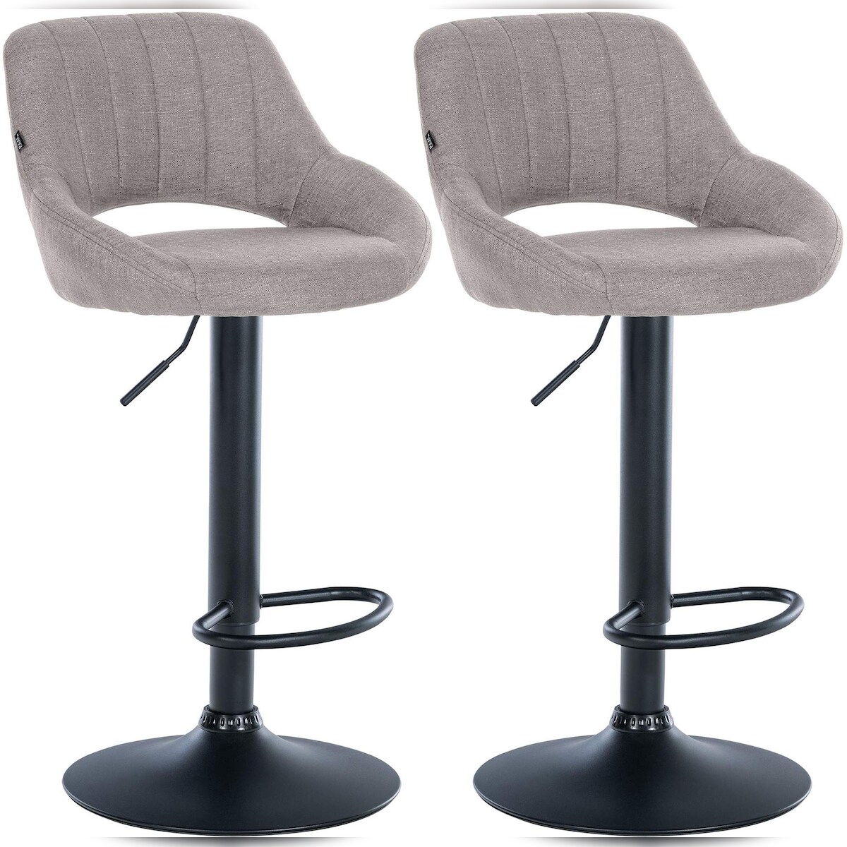 DELUKE 2er Set Barhocker SEGAD - Stoff Grau 47x48x85 cm Schwarz | Barstuhl Mit Lehne Tresenhocker Tresenstuhl Kneipenhocker Kneipenstuhl Image