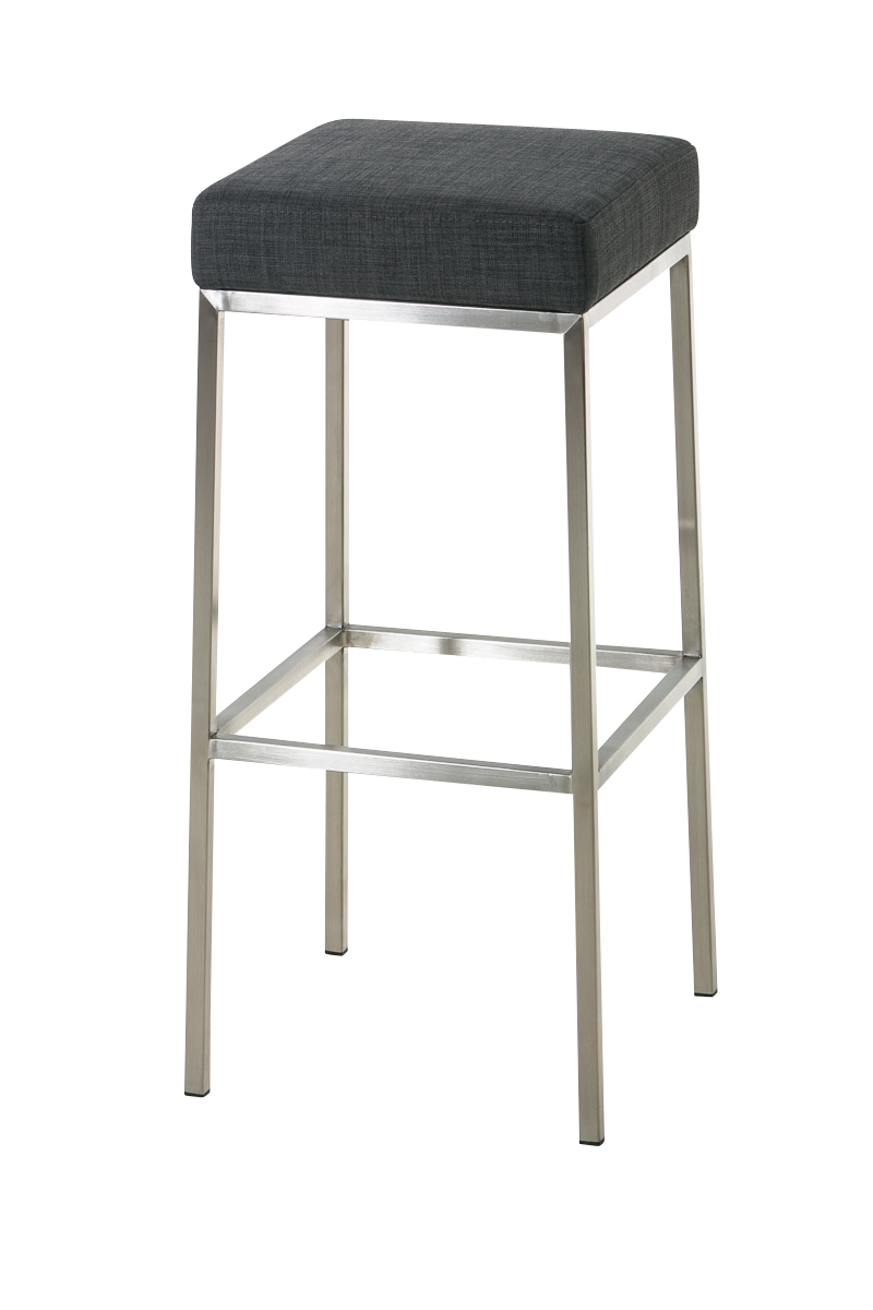 DELUKE Barhocker BIDAN - Stoff Dunkelgrau 37x37x80 cm | Barstuhl Mit Lehne Tresenhocker Tresenstuhl Kneipenhocker Kneipenstuhl Image