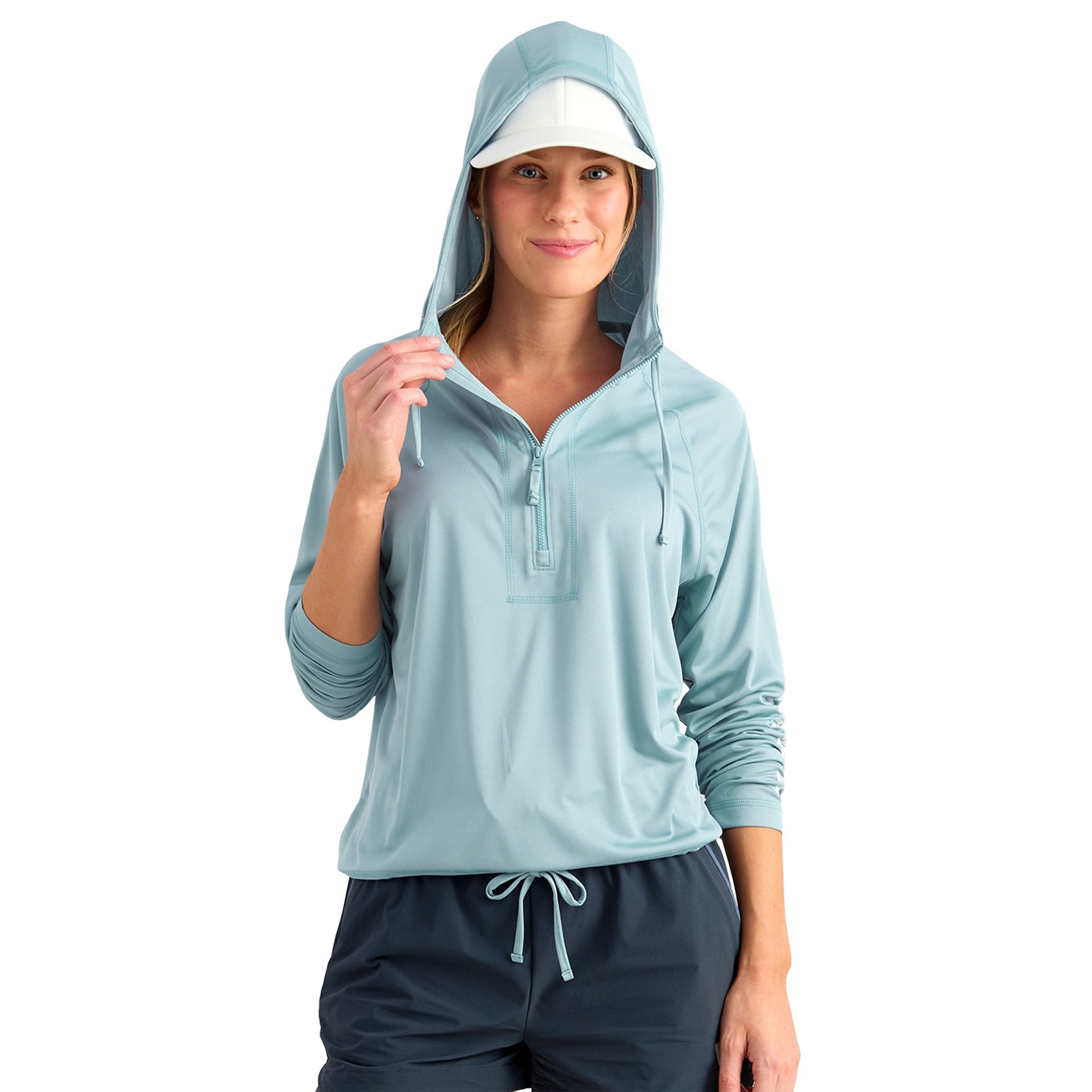 HUK Women's Pursuit Novelty Top (Size M) Shadow Blue, Polyester