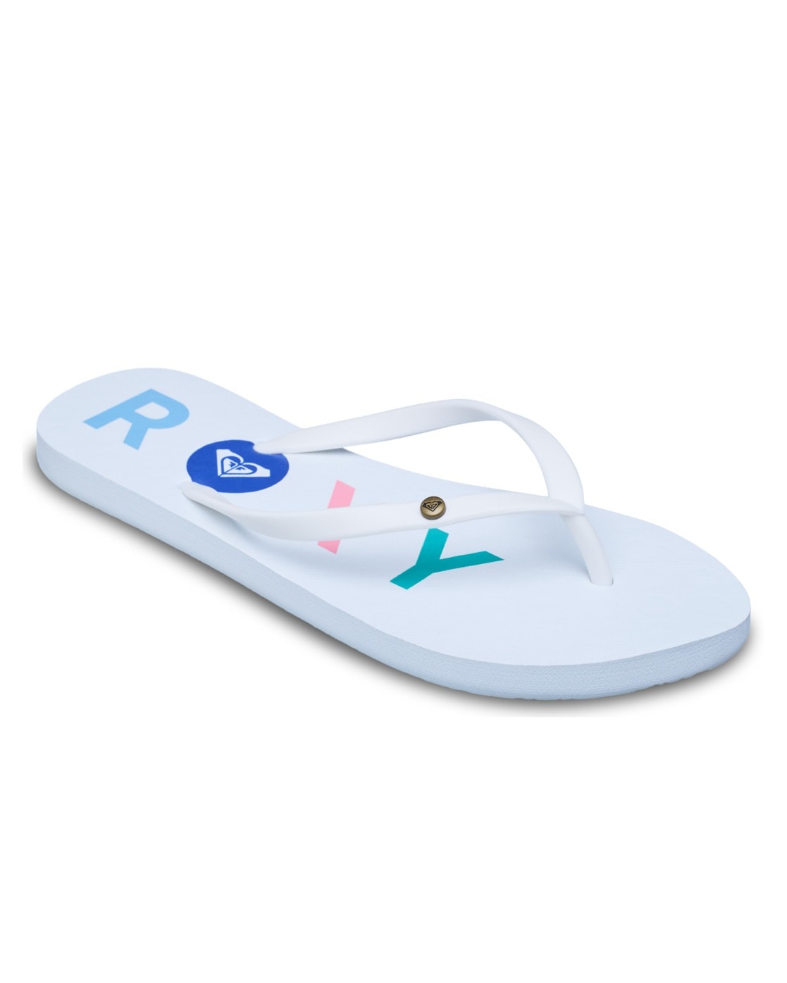 Sandale ROXY "Sandy", Damen, Gr. 8,5(39), weiß multi 1, Obermaterial:Obermaterial: 98% Synthetikmaterial, 2% Metall / Futter: 100% Synthetikmaterial / Außensohle: 100% Moosgummi;, Schuhe Sandale