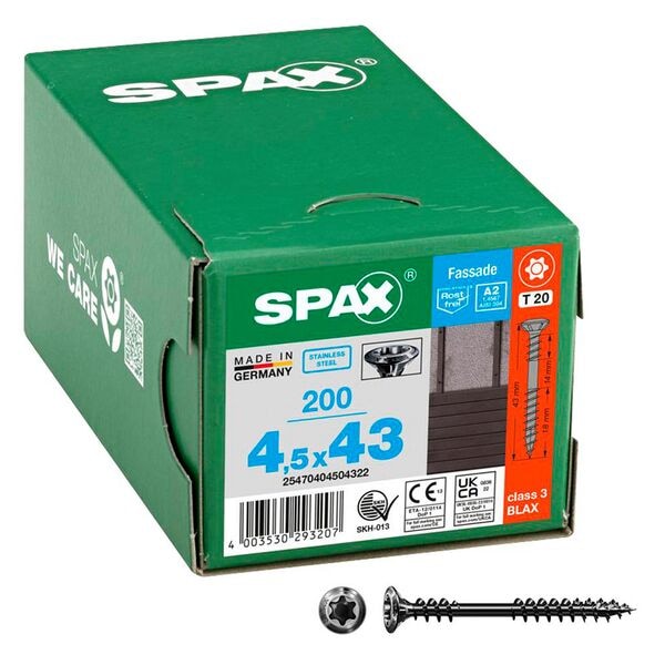 SPAX Fassadenschrauben »T20 Linsensenkkopf BLAX A2« 4,5 x 43 mm 200 Stück Image