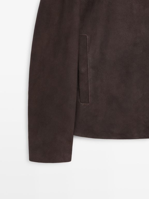 Suede Leather Jacket - Brown - MASSIMO DUTTI Jackets