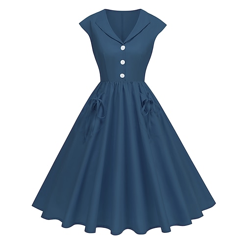 Elegant Klassisch 1950er Midlänge A-Linie Kleid Swing-Kleid Ausgestelltes Kleid Ärmellos A-Linie Kostüm Damen Karneval Valentinstag Maskerade Urlaub Alltagskleidung Junggesellinnenabschiedsparty Image
