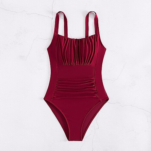 Damen Badeanzug Geraffte Einteiler Badeanzüge Grafik Reißverschluss UV Schutz Hohe Elastizität Ärmellos Bademode Surfen Tauchen Schnorcheln Sommer Image