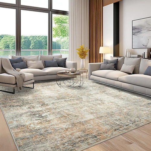 Nordischer Vintage-Wohnzimmerteppich, strapazierfähig und rutschfest, leicht zu reinigende Bettvorleger/Sofadecke, ideal für Hotels und Ferienwohnungen. Image