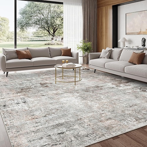 Nordischer Vintage-Wohnzimmerteppich, strapazierfähig und rutschfest, leicht zu reinigende Bettvorleger/Sofadecke, ideal für Hotels und Ferienwohnungen. Image