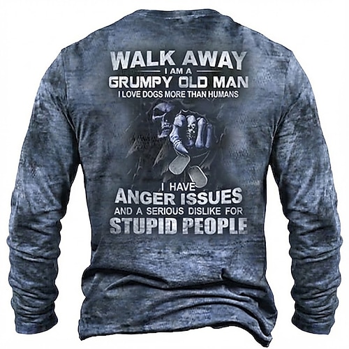 Herren Sensenmann T Shirt Langarm T-Shirt 3D-Druck Rundhalsausschnitt Hemd Retro Vintage Vintage-Retro Täglich Party Straße Blau Schwarz Braun Sommer Frühling Bekleidung S M L XL XXL XXXL Image