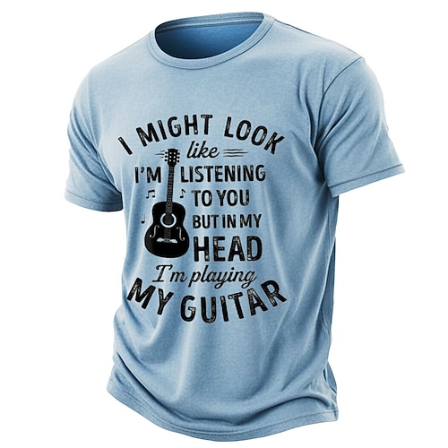 Lustiges Gitarristen-T-Shirt: „Ich sehe vielleicht so aus, als würde ich dir zuhören, aber in Gedanken spiele ich Gitarre.