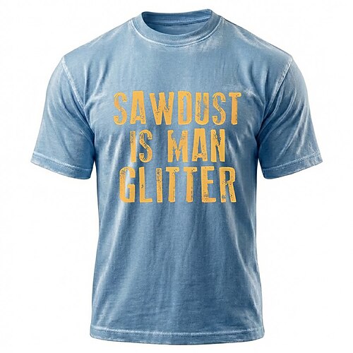 Sägemehl ist Mann Glitzer lustiges Holzbearbeitungs-Zimmermann-blaues Mineralwasch-Herren-Kurzarm-T-Shirt Kleidung Bekleidung S M L XL XXL XXXL