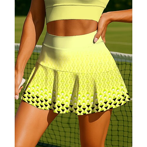 Damen Tiermotiv Leopard Lässiger Rock Tennisröcke Patchwork Tasche 2 in 1 UPF50 UV-beständig Mehrlagig UV Schutz Volleyball Tennis Badminton Shorts Rock Blau und Weiß Gelb Rosa Tennisbekleidung Image