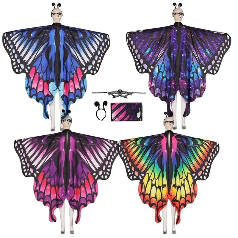 Frauen Performance Stage Dress-up Schmetterling Flügel Cape Schal ausgefallene Kostüme Rollenspiel Requisiten Halloween Cosplay Tanz Umhang Umhang Image