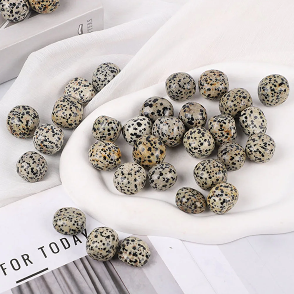 Natürlicher Dalmatiner-Jaspis, Trommelsteine, Premium-Heilkristalle, Quarz, Energie, Mineral-Edelsteine, Set für Aquarien, Lot im Großhandel Image