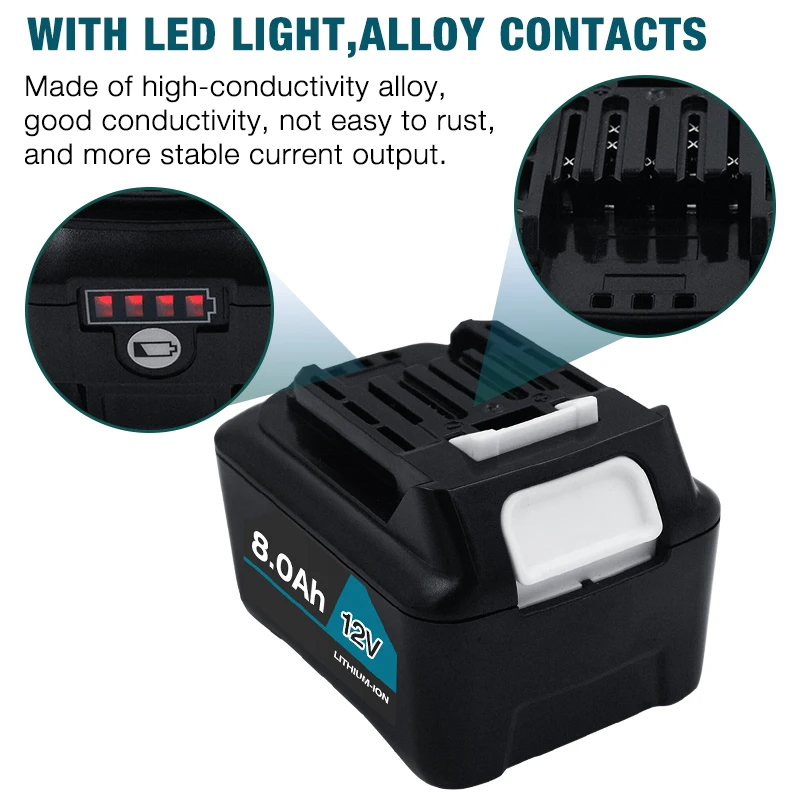 BL1020B BL1040B BL1050B 10,8 V 12 V Max 6000 mAh/8000 mAh Li-Ion Akku für Makita Akku-Bohrschrauber BL1040 BL1041 BL1021 Image