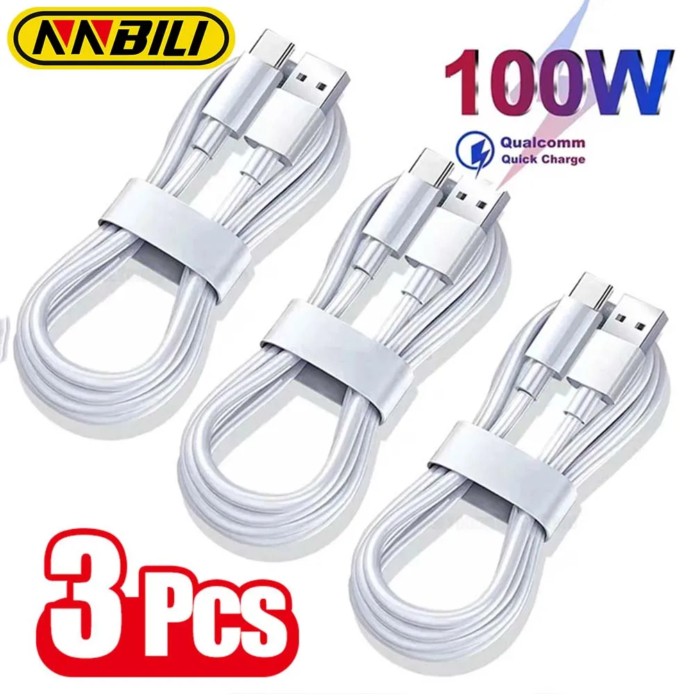 NNBILI 1-3PCS 10A 100W Typ C Super Schnelle Ladekabel Datenkabel Für Huawei OPPO vivo Schnellladung, nicht iPhone, xiaomi, samsung Image