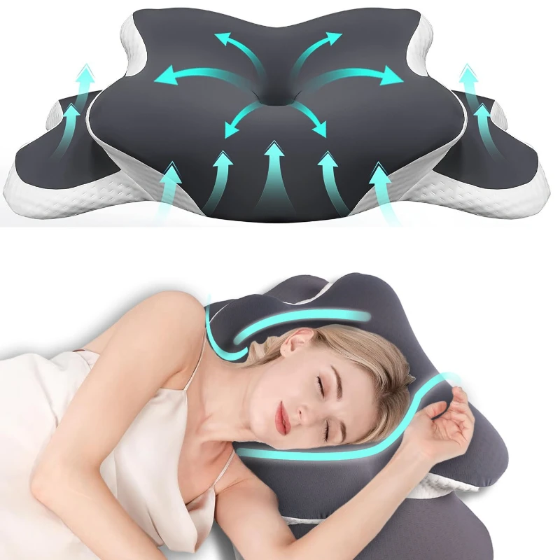 Nackenkissen zur Nackenstütze, ergonomisches Butterfly-Memory-Schaum-Kissen zum Schlafen, seitlicher Rücken, Bauch, orthopädisches Bettkissen Image