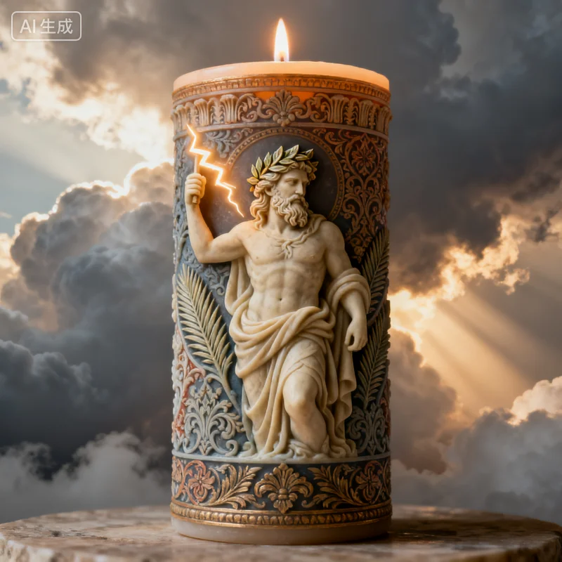 Luxuriöse Retro Gottheit Duftkerze Lorbeerkrone Blitz Relief Silikonform handgemachte Kunst Dekoration Geschenk Image