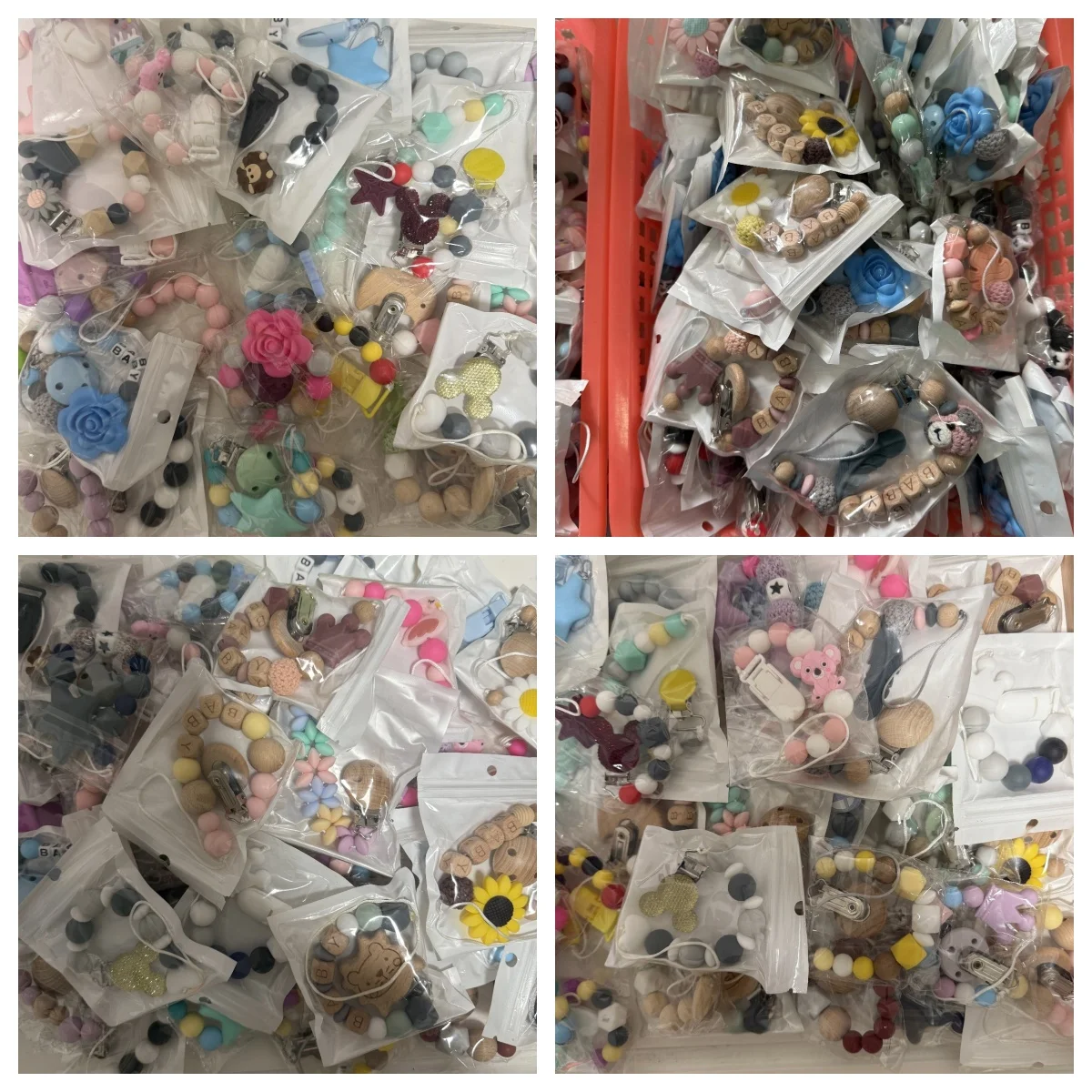 5 Stücke Groß Baby Schnuller Clips Kette Mischfarben Silikon Beißring Schnuller Leine Anti-Verloren Halter für Kleinkinder (Großhandel) Image