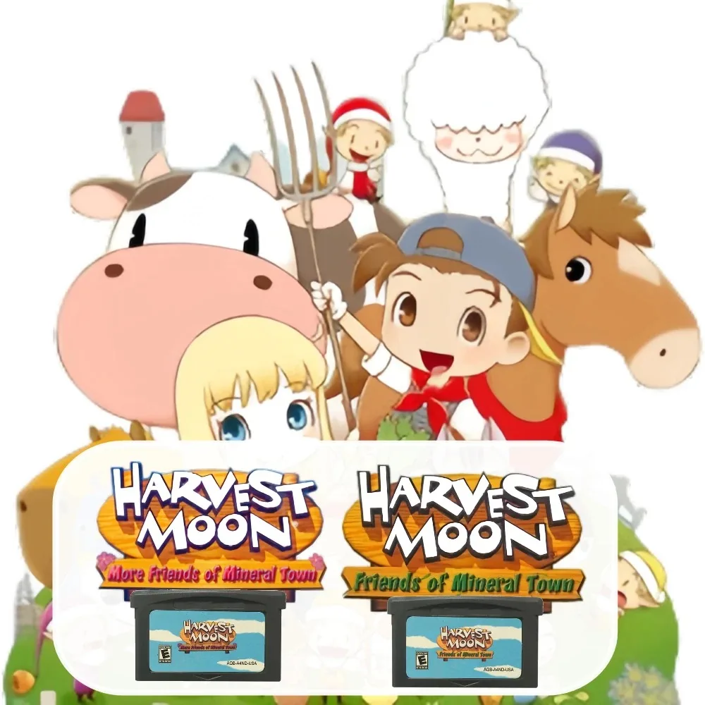 GBA Game Cartridge Harvest Moon Series 32 Bit Video Game Console Card Friends of Mineral Town for GBA/SP/DS Harvest Moon Metroid