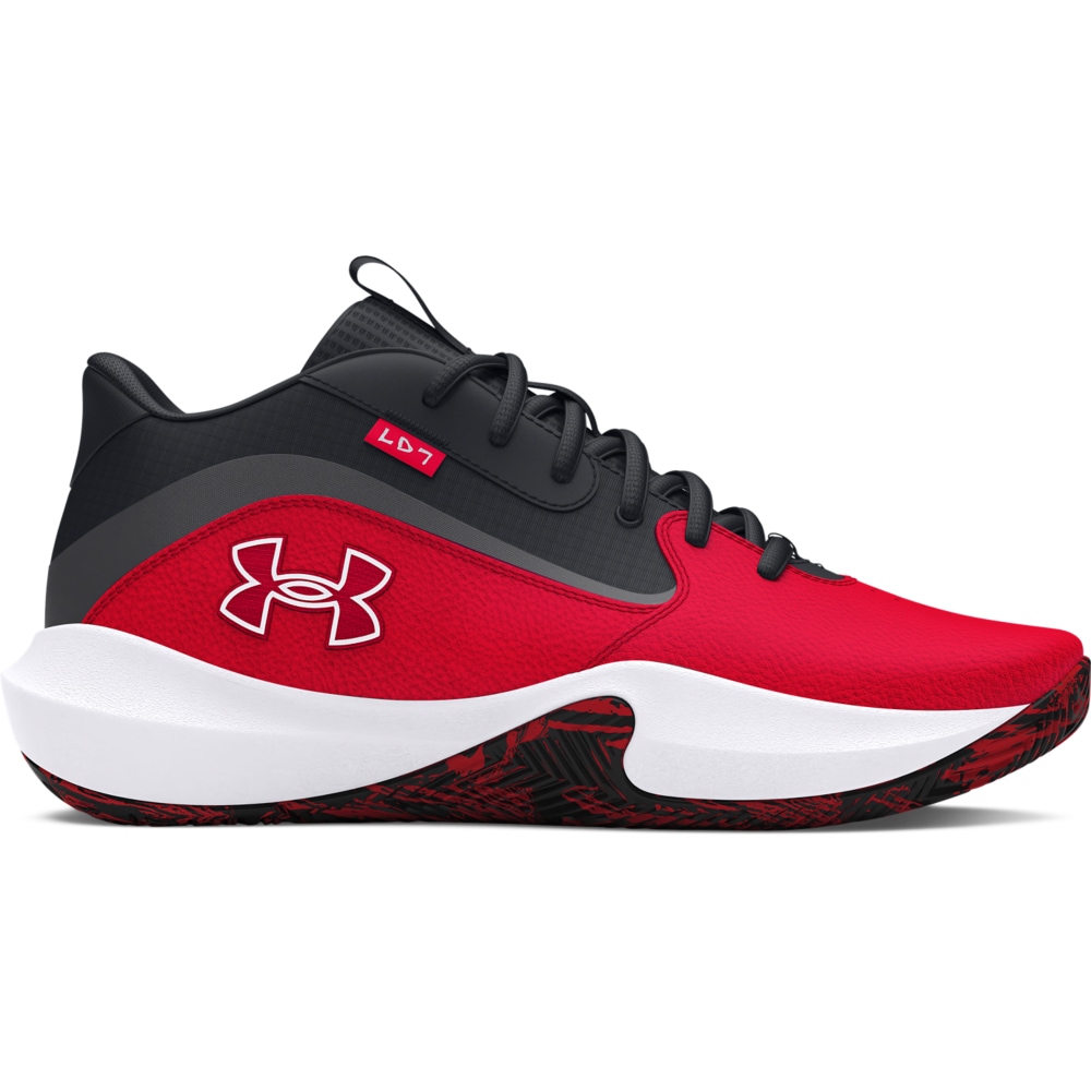 Basketballschuh UNDER ARMOUR "UA LOCKDOWN 7", Herren, Gr. 44, rot, schwarz, weiß, Leder, Synthetik, Textil, Schuhe