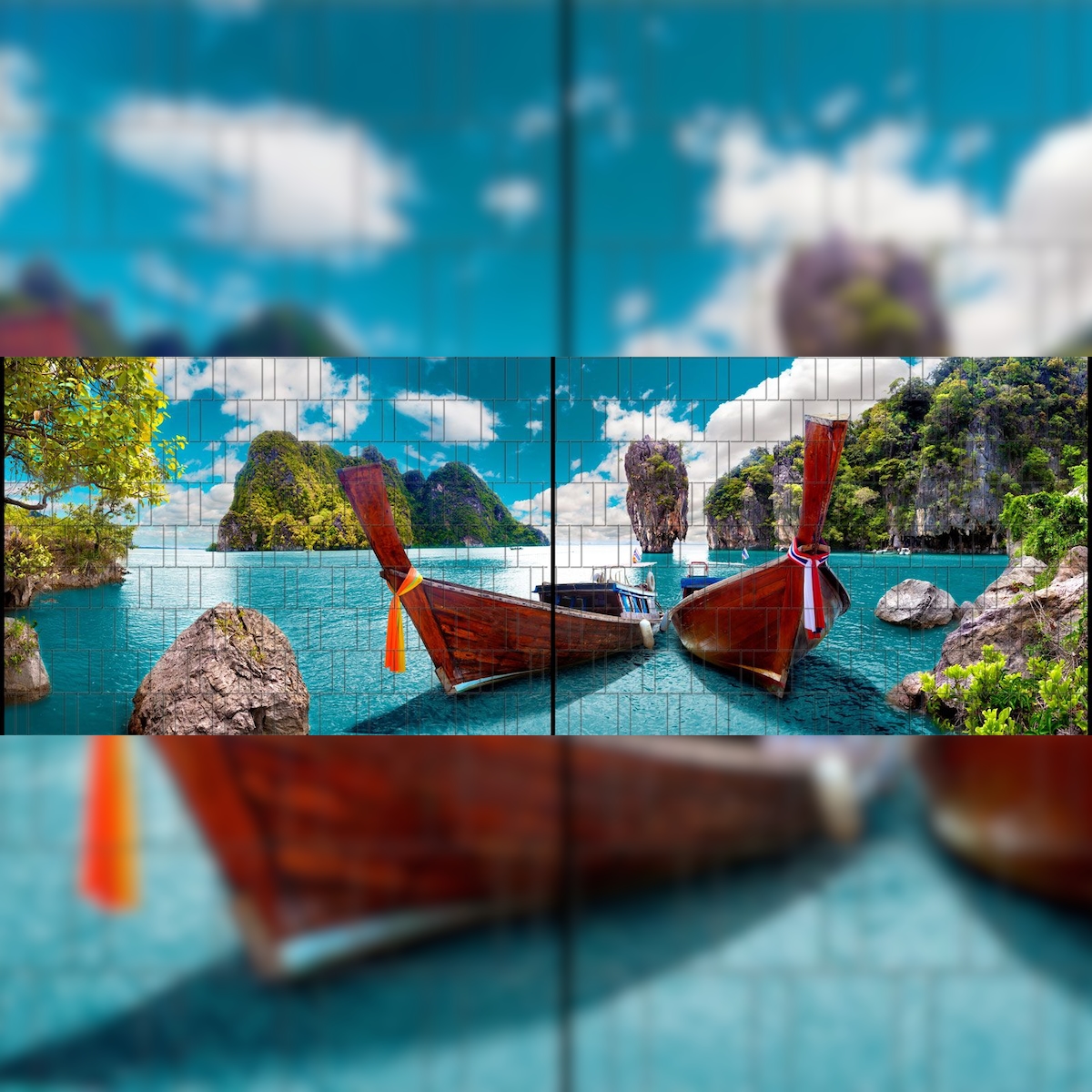 zaun|zu® Zaunblende Boote XL - Bedruckter Panorama Sichtschutz 5,0m x 1,8m Image