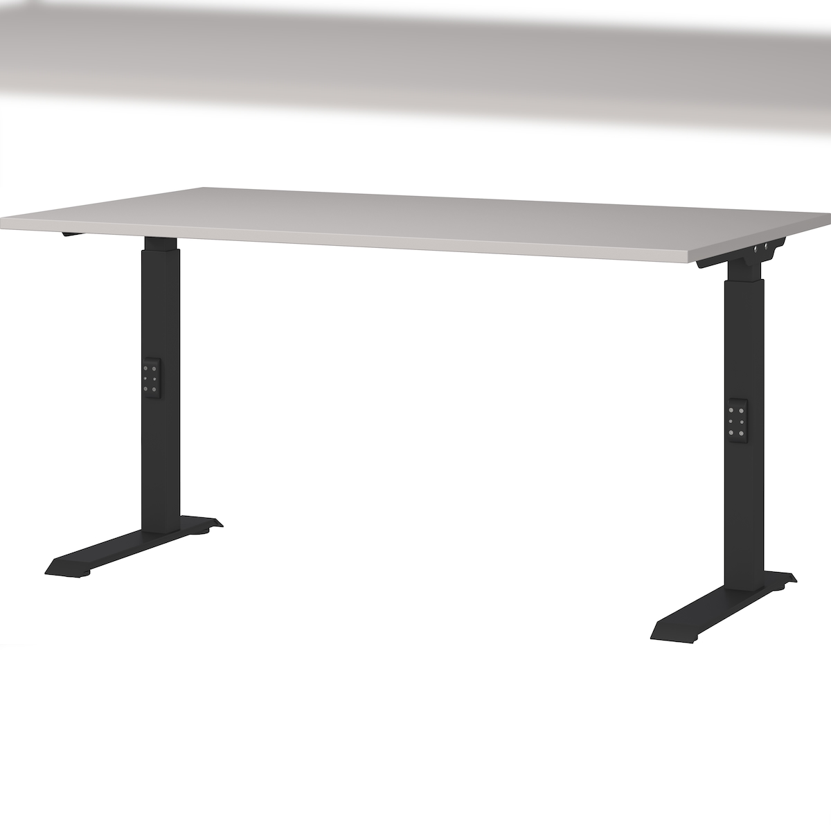 Schreibtisch höheneinstellbar 68-91 cm | Greige/Schwarz 140x80cm | C-Fuß Bürotisch Ergonomisch | Made in Germany | `Stuttgart` Kadima Design Image