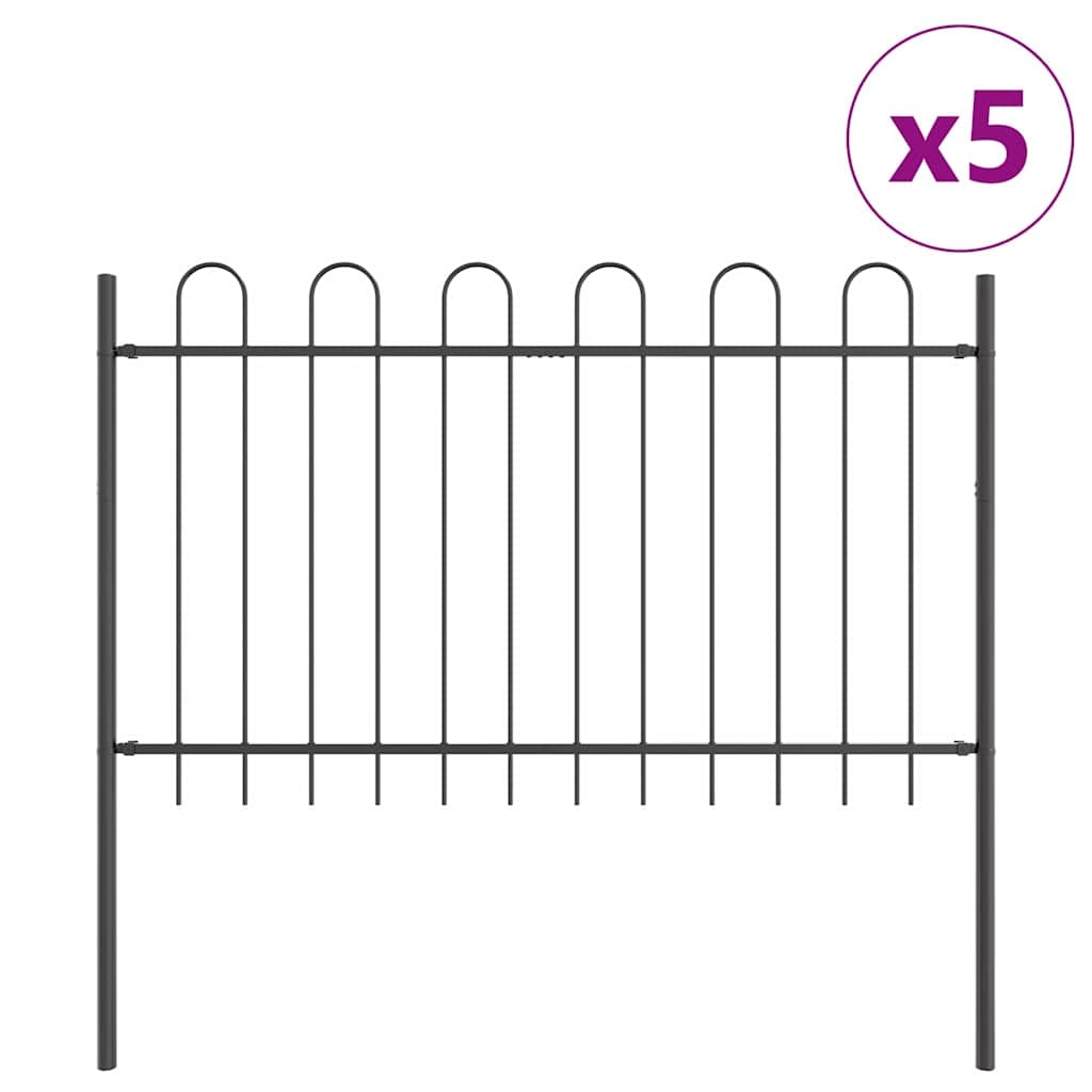vidaXL Gartenzaun 5 pcs Grau 8,5 x 0,8 m Pulverbeschichteter Stahl Image