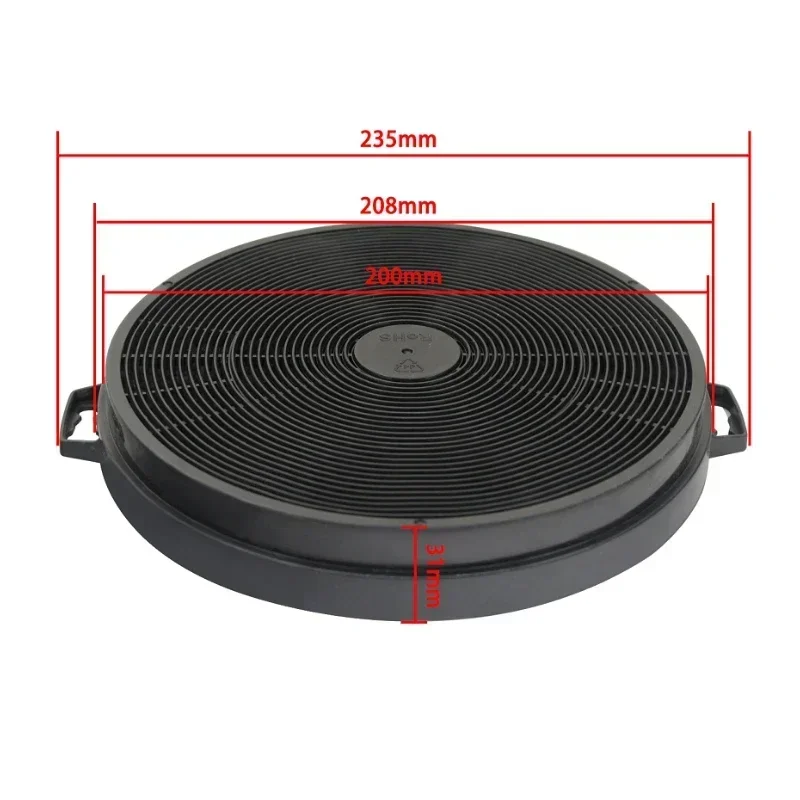 C04 Dunstabzugshauben-Kohlenstofffilter, Ersatz für Küche, Wandmontage, Dunstabzugshaube, kanallose Belüftung, Holzkohle-Entlüftungsfilter, 235 x 31 mm Image