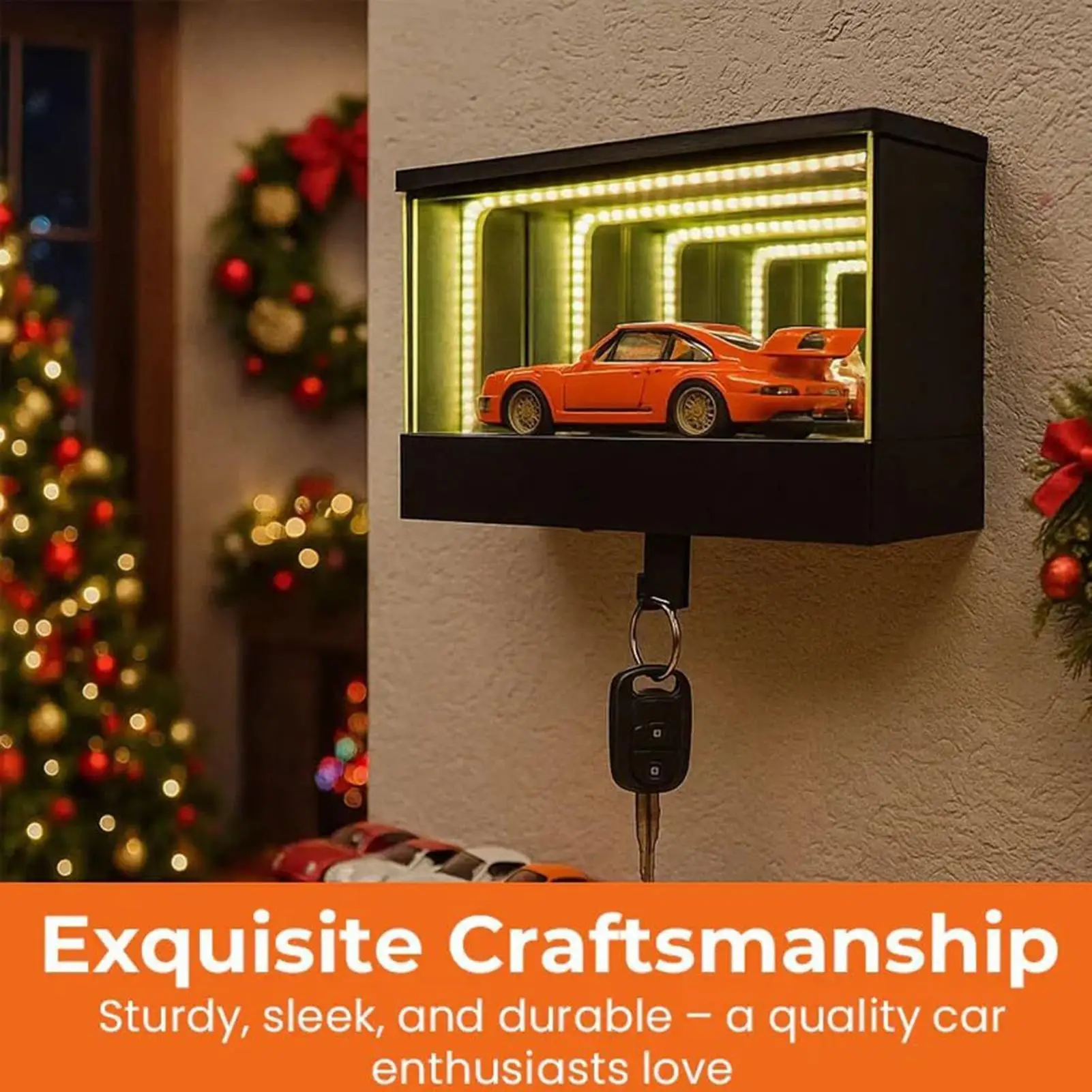 Auto-Garage-Schlüsselhalter, weicher weißer LED-Aufhänger, Infinity-Spiegel, Wandmontage, Schlüsselhalter für Männer, Weihnachten, Zuhause, Eingang, Haustür