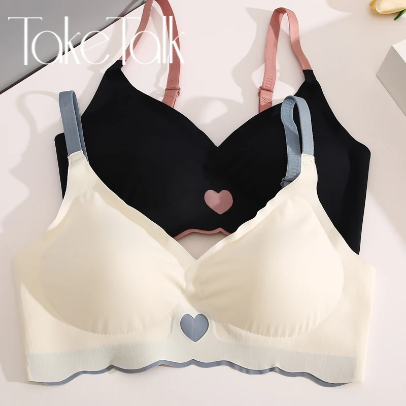 Frauen Sexy Bhs Nette 3/4 Tasse Nahtlose Bralette frauen Einfarbig Büstenhalter Weiche Drahtlose Tiefem V-ausschnitt Dessous für weibliche Image
