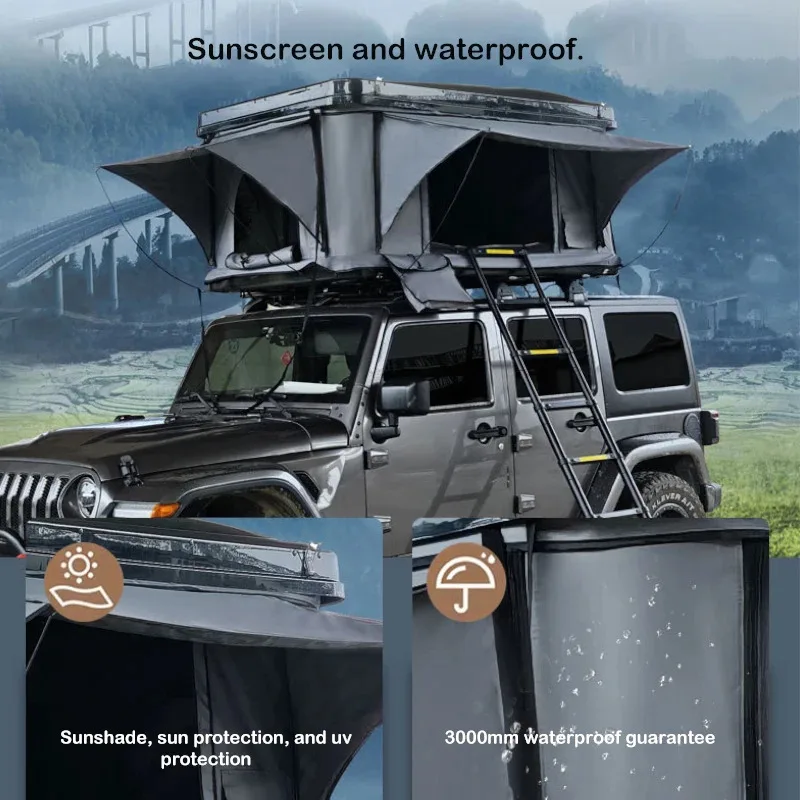 Grand toit à coque rigide pliable pour 4 personnes, avec auvent, voiture de toit, tente de Camping familiale en plein air, véhicules SUV étanches