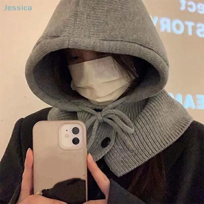  Wintermützen, Schal-Set, Wolle, gestrickt, mit Kapuze, Sturmhaube, Halswärmer, Schal, Schal, Pullover, Mütze, Mützen, Motorhaube Image