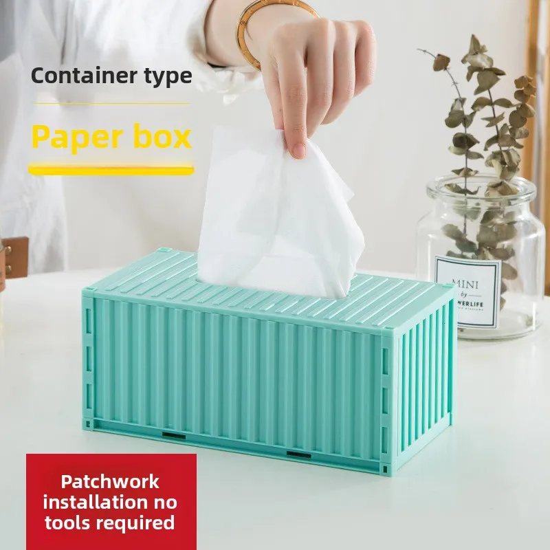 Kreative Versand Container Modell Hause Desktop Dekoration Tissue Box Mini Logistik Container Tissue Box Büro Liefert Image