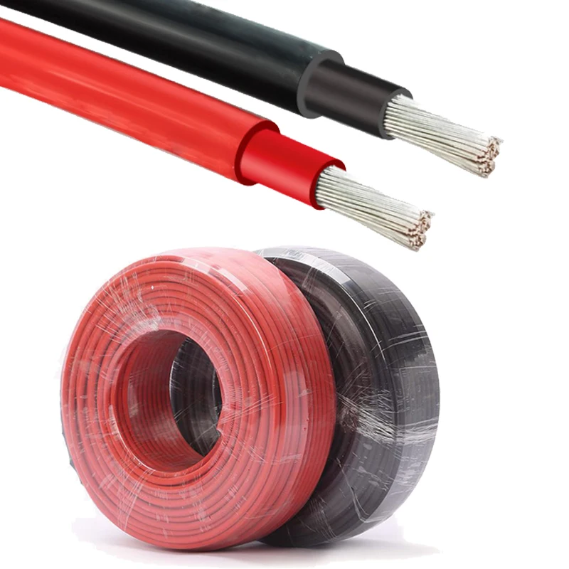 PV-Kabel 10 12 14 AWG Rot Schwarz PVC verzinntes Kupfer Elektrodraht Solar-Verlängerungskabel für Solarpanel-Photovoltaik-Verbindung Image