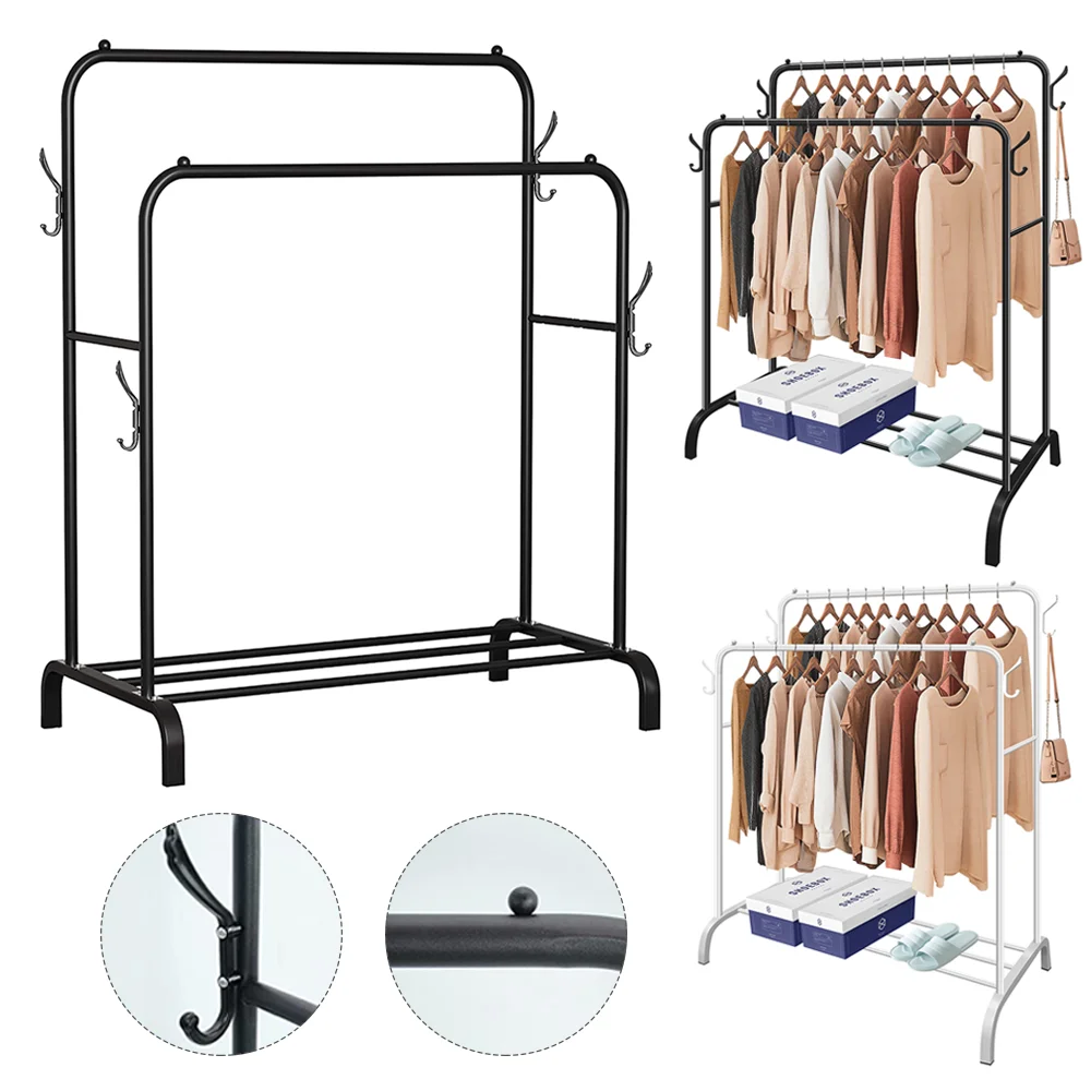 Metall Kleiderständer Heavy Metal Doppel Kleiderstange Hängen Rack Kleidungsstück Display Ständer Lagerung Regal Roll Closet Organizer