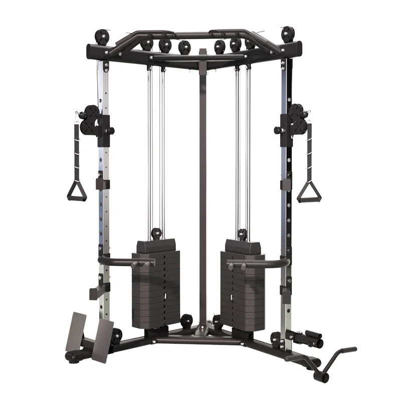 Kommerzielles Fitnessstudio, All-in-One-Power Cage Smith-Maschine, multifunktionale 4-5-Station für Krafttraining, Bodybuilding, Armübungen Image