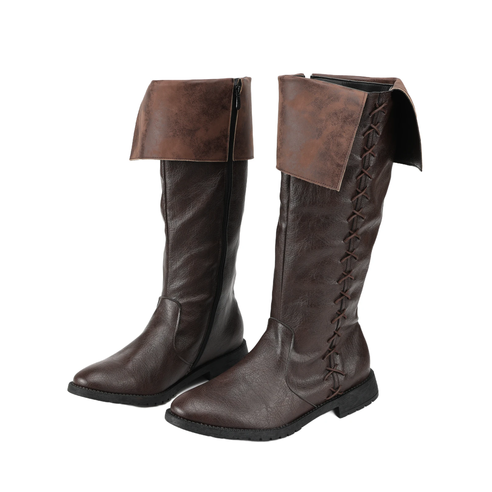 Halloween mittelalterliche Lederstiefel Jack Sparrow Cosplay Renaissance halbe Haddock Schuhe Larp Piratenkrieger Vintage Jackboot