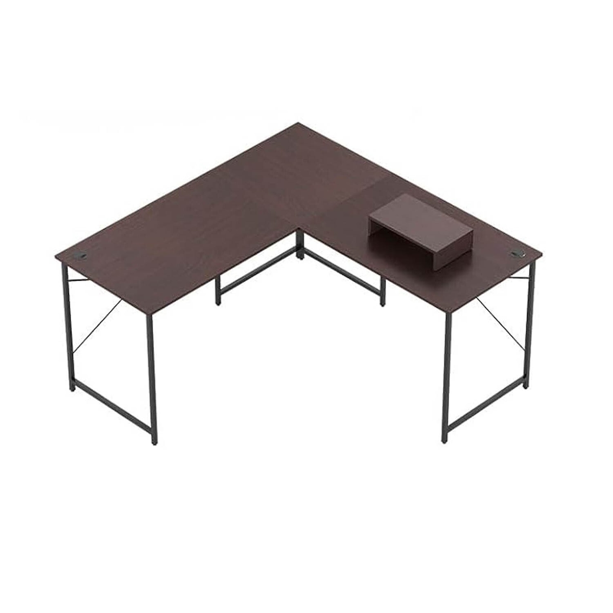 COSTWAY L-förmiger Schreibtisch, umkehrbarer Eckschreibtisch, Ecktisch mit Kabeldurchführungen und abnehmbarem CPU-/Monitorständer Image