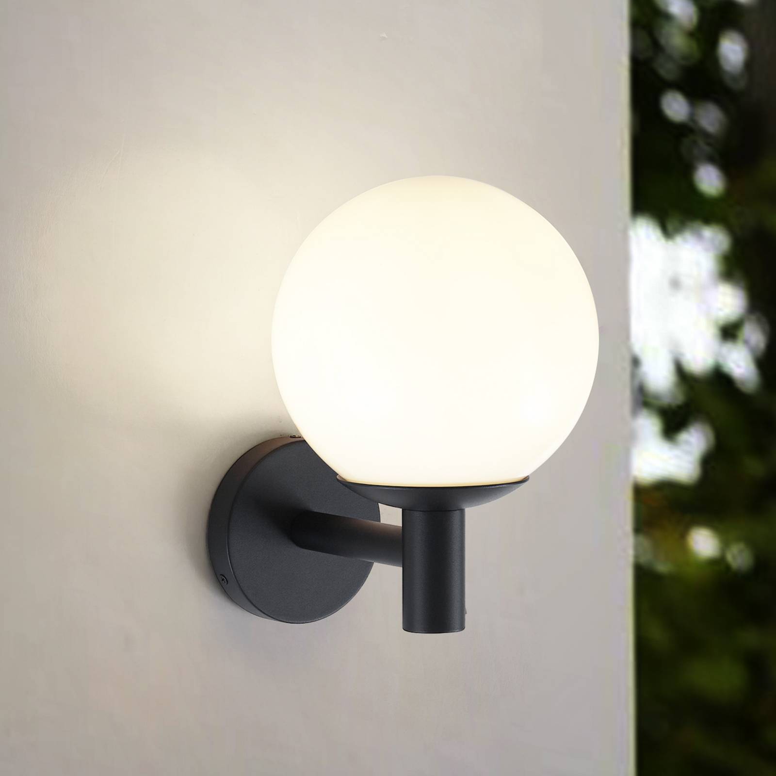 Outdoor Wall Light Dangan Lindby, dimmable, White / opal, Glass, Modern, Outdoor Wall Light