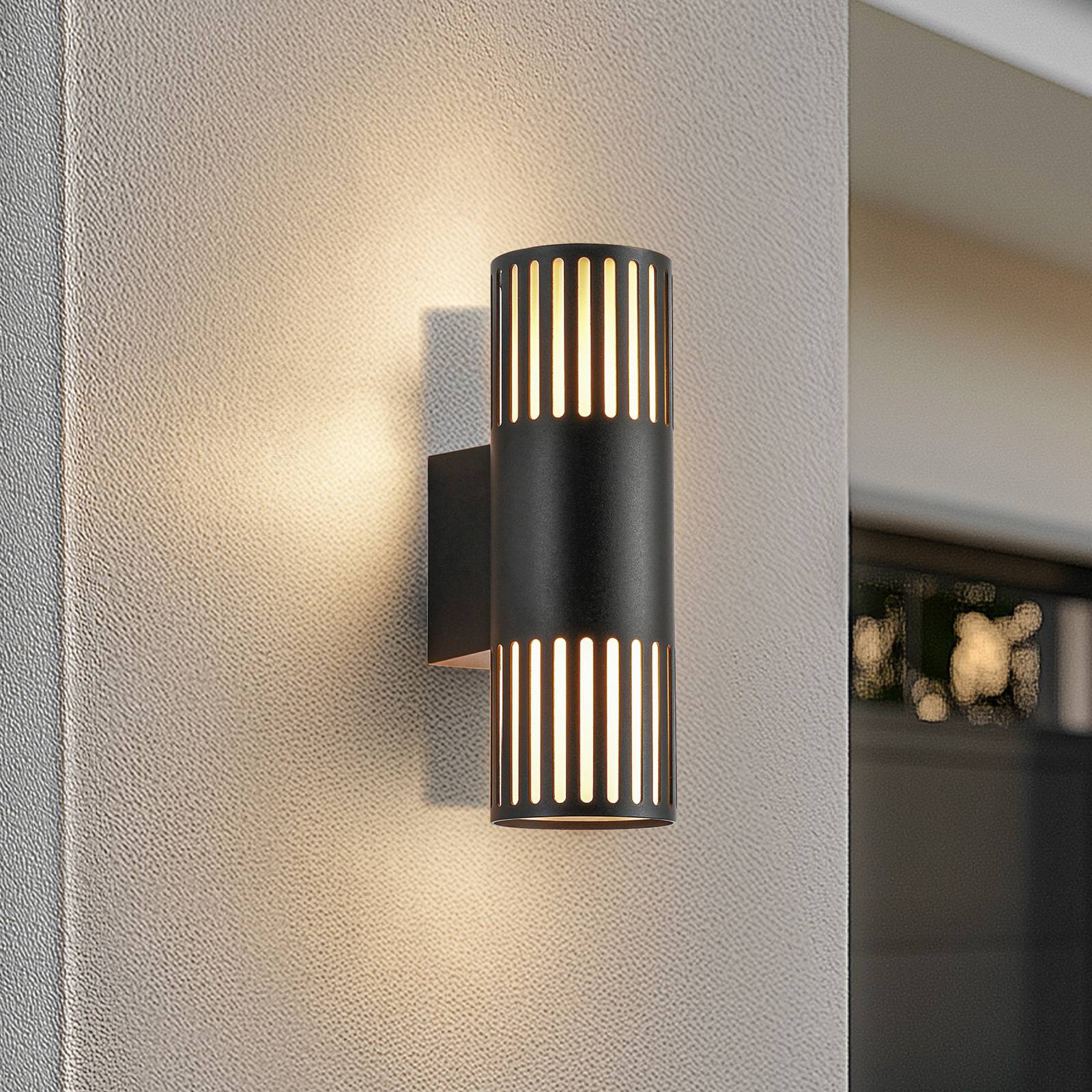 Outdoor Wall Light Lurinda Lindby, dimmable, Black, Aluminium, Modern, Outdoor Wall Light
