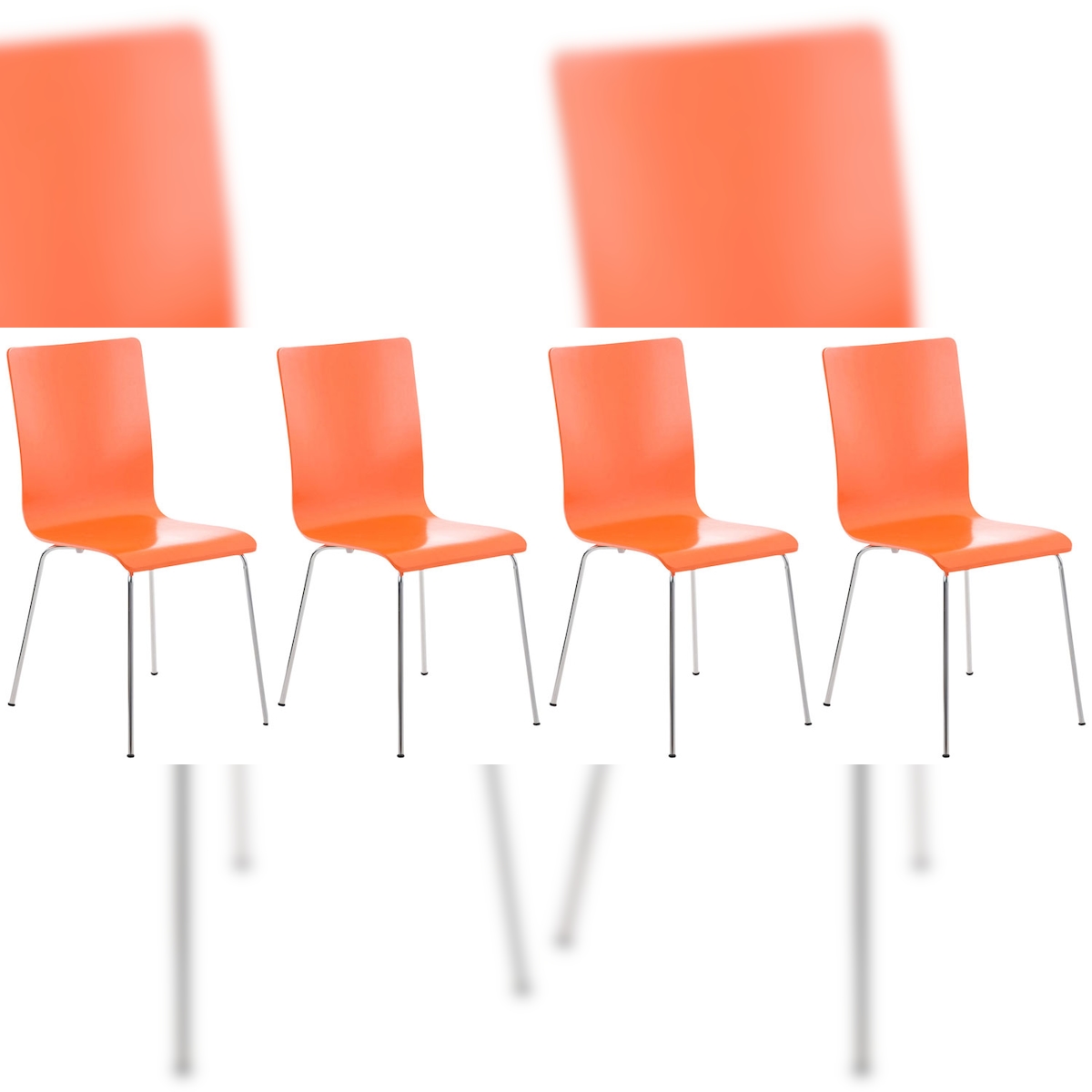 DELUKE 4er Set Besucherstuhl TUNIS - Holz Orange 43x47x87 cm | Besucherstühle Konferenzstuhl Wartezimmerstuhl Bürostühle Bürostuhl Konferenzraum Wartezimmer Image