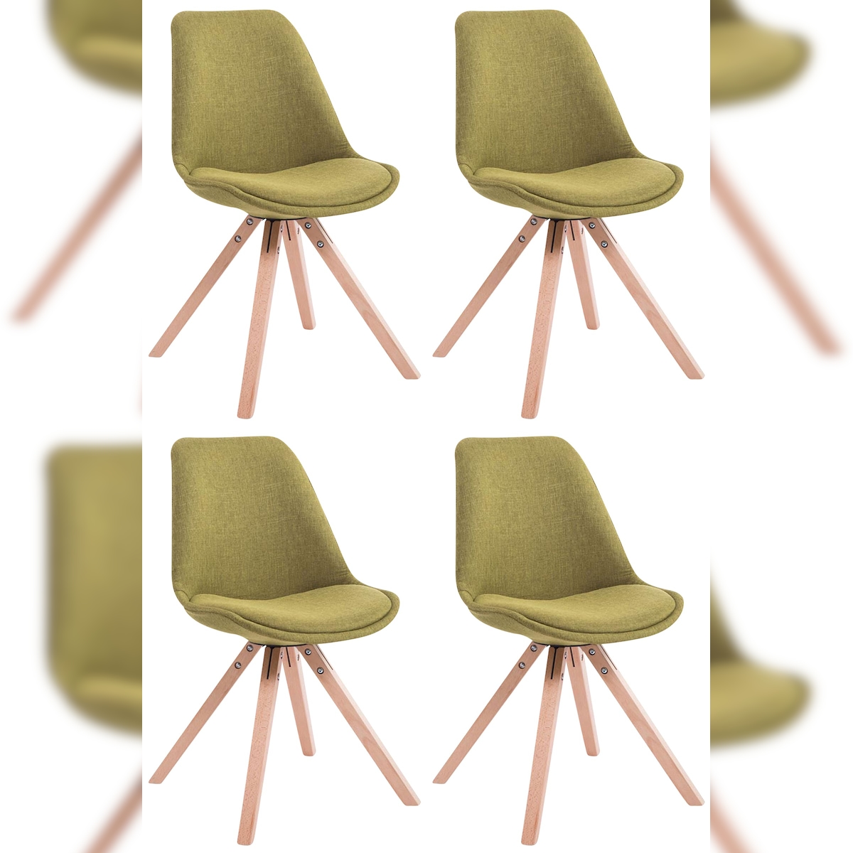 DELUKE 4er Set Besucherstuhl SYDNEY - Stoff Grün 48x56x84 cm | Besucherstühle Konferenzstuhl Wartezimmerstuhl Bürostühle Bürostuhl Konferenzraum Wartezimmer Image