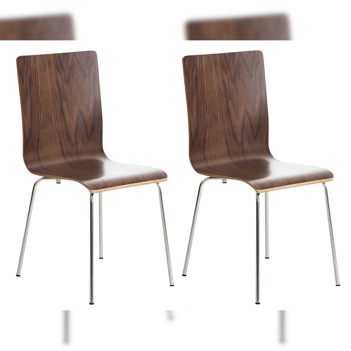 DELUKE 2er Set Besucherstuhl TUNIS - Holz Walnuss 43x47x87 cm | Besucherstühle Konferenzstuhl Wartezimmerstuhl Bürostühle Bürostuhl Konferenzraum Wartezimmer Image