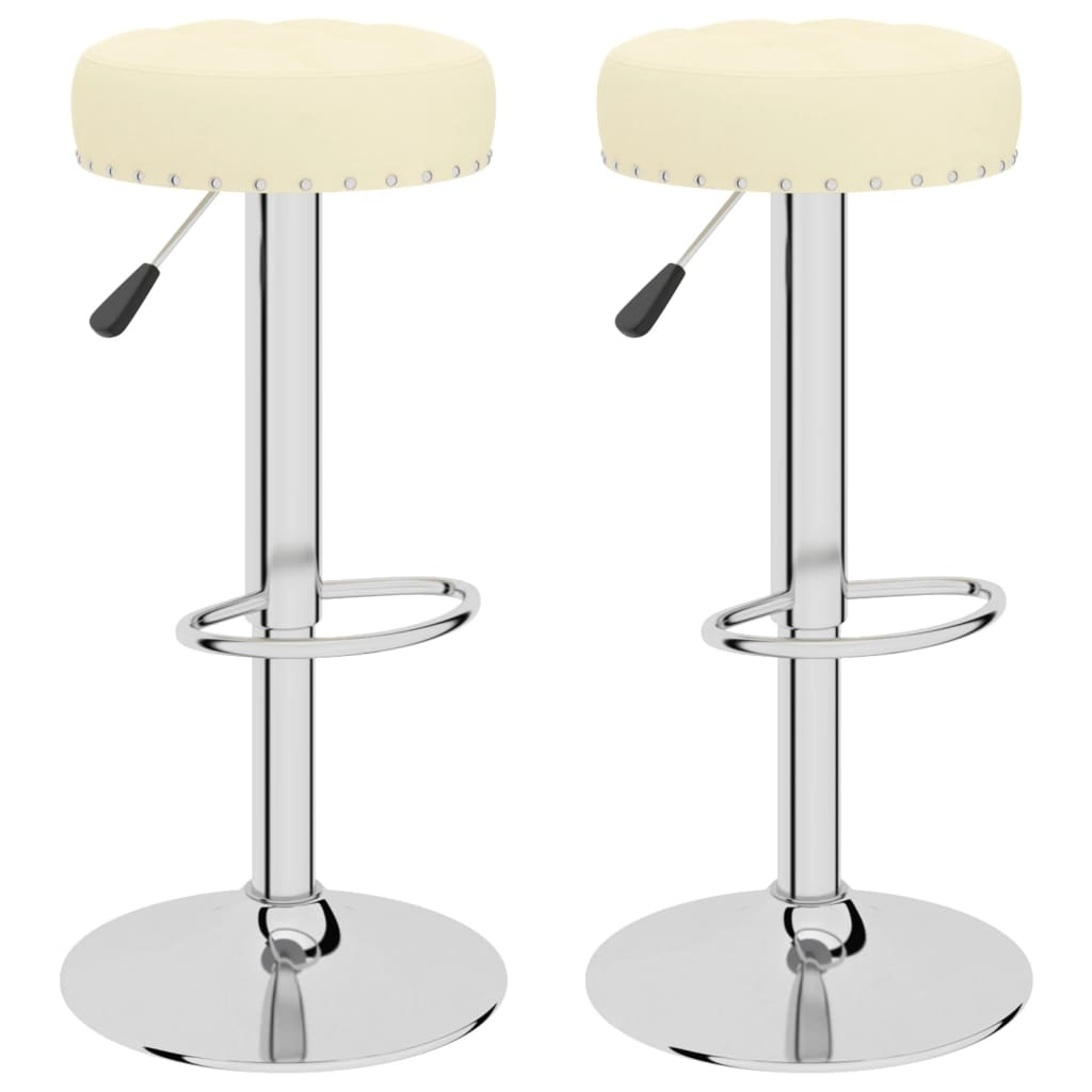 DELUKE Barhocker KENTR höhenverstellbar 2er Set Creme Stoff | Barstühle drehbar Küchenhocker Thekenhocker für Küche Hausbar