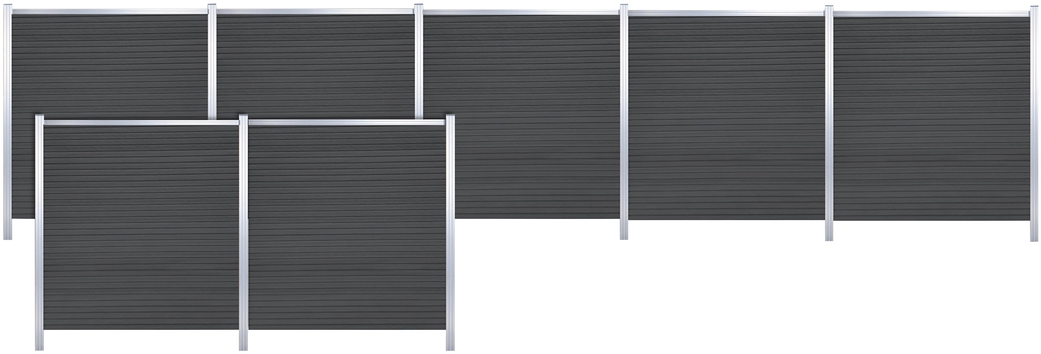 Sichtschutzelement TETZNER & JENTZSCH "WARREN 5", braun (schwarzbraun), H:180cm, Aluminium, WPC (Holz-Kunststoff-Komposit), Zaunelemente, pflegeleicht, coextrudierte Oberfläche, Design-Oberfläche