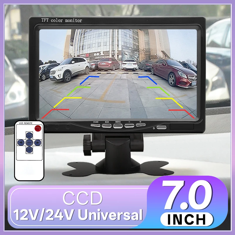 Hippcron 7 Zoll Auto Monitor Bildschirm Rückansicht Unterstützung Kamera Digital 2 Weg Video Eingang Rückfahrbild TFT LCD Parksystem