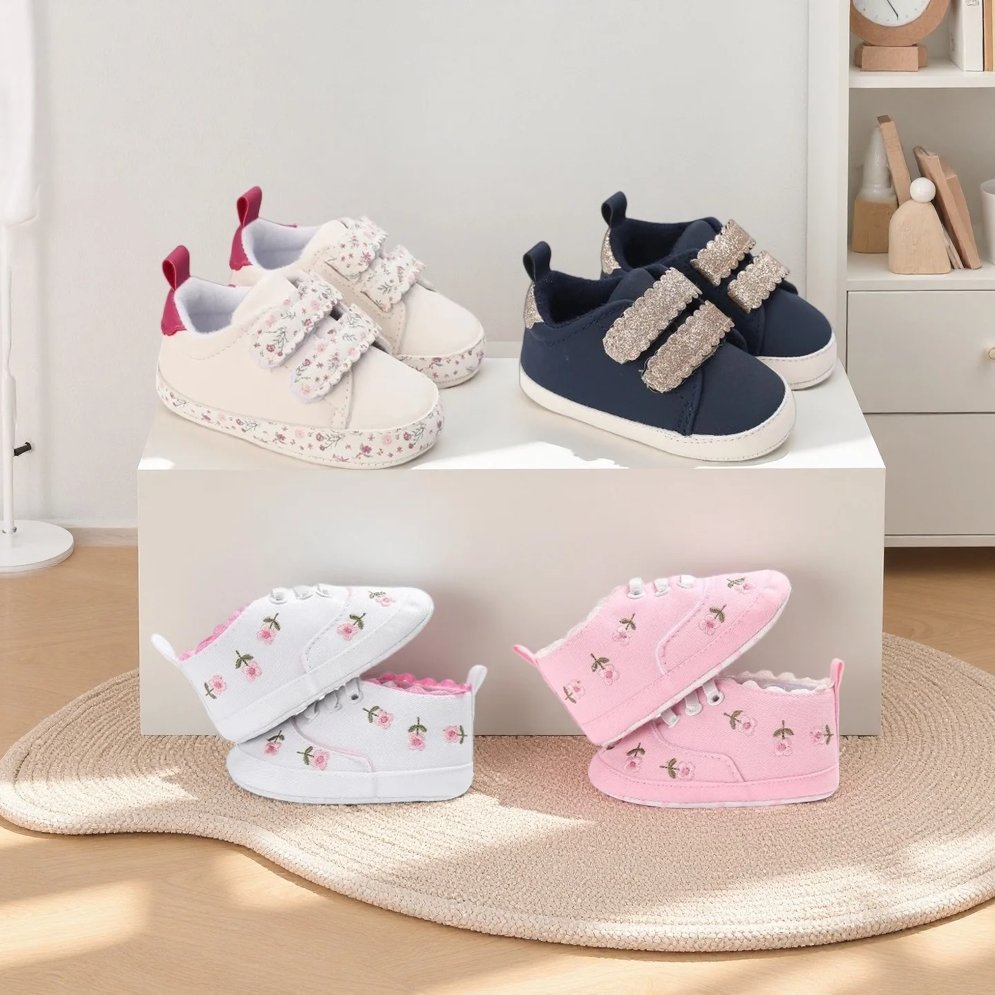 Frühling und Herbst Mode Baby Schuhe Gestrickte Gestickte Nette Mädchen Baby Flache Schuhe Prinzessin Schuhe Flache Schuhe Weiche Sohlen