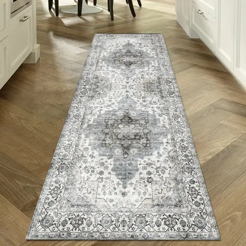 Vintage Boho Pattern Kitchen Runner Rug Blue White Design Carpet for Kitchen Aisle Fresh Kitchen Area Contemporary Home Decor